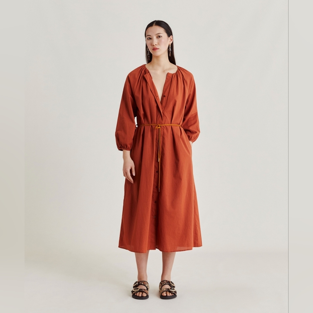 Momoni CALDES DRESS WITH COTTON VOILE - TERRACOTTA
